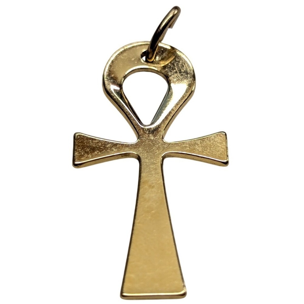 New Ankh Cross Pendant Large Charm Gold Tone Egyptian King Tut Life Symbol 1.33"